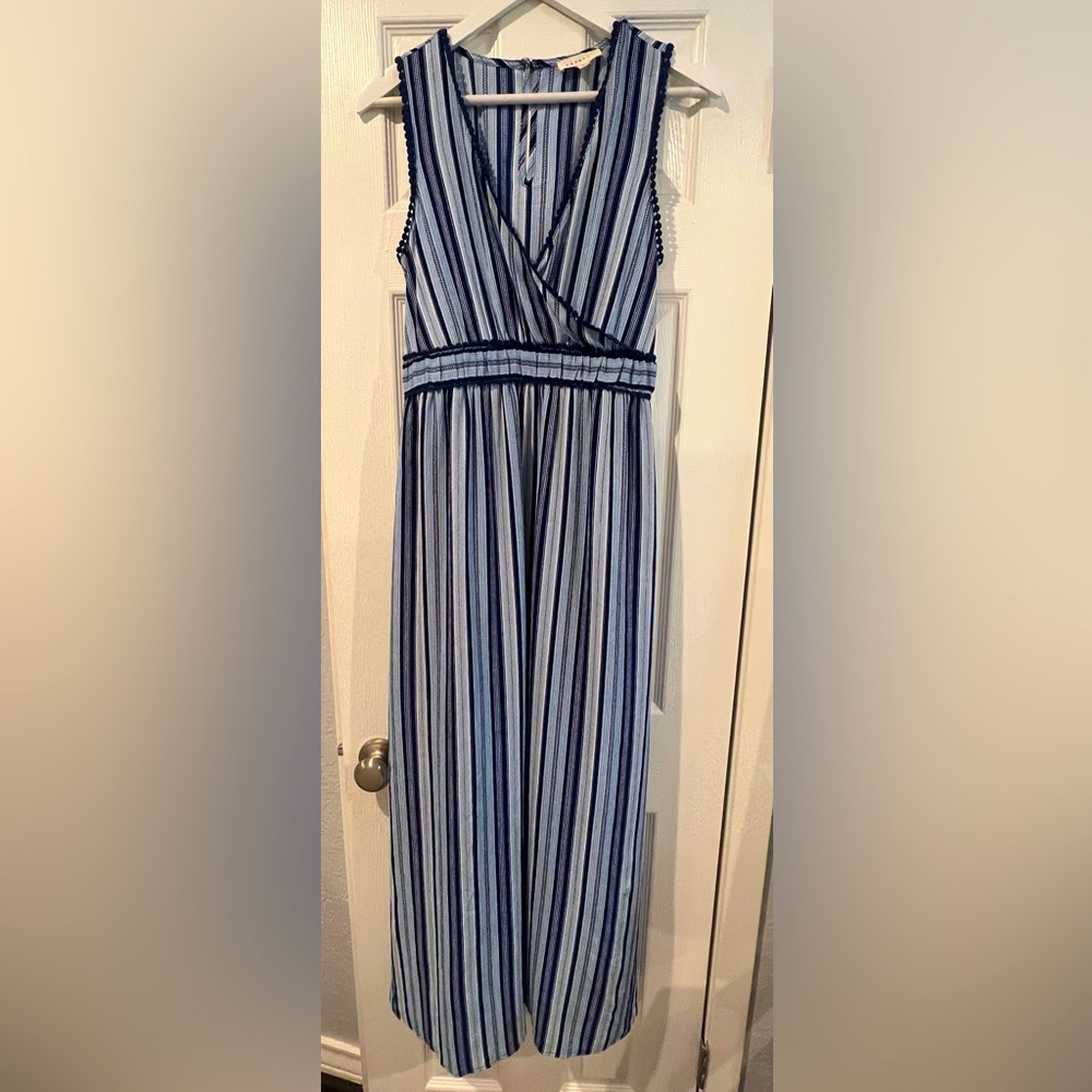Promesa blue crossover maxi dress